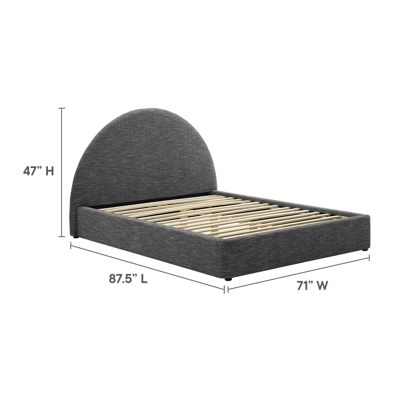 Moonrise Fabric Queen Platform Bed, Slate