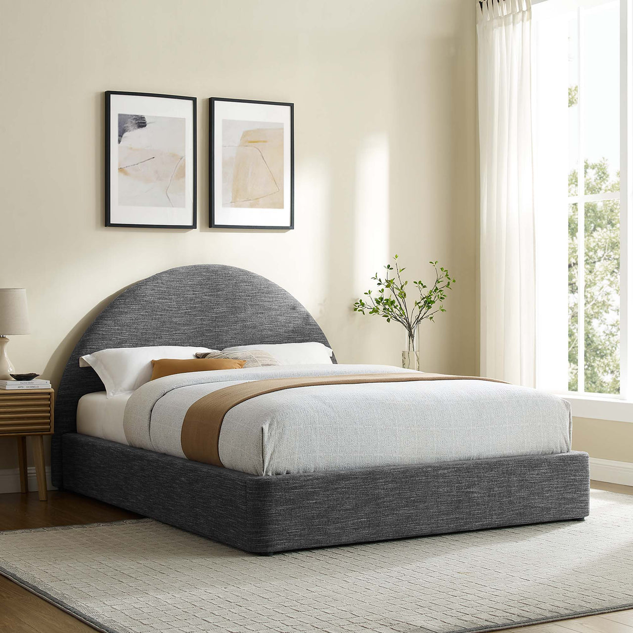 Moonrise Fabric Queen Platform Bed, Slate