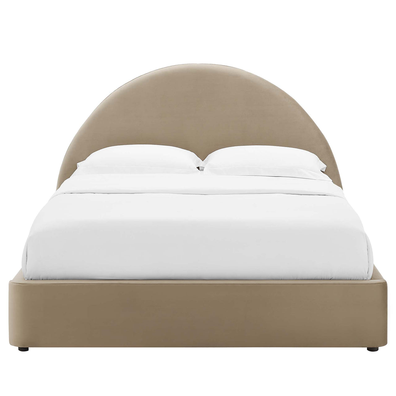 Moonrise Upholstered Velvet Queen Platform Bed, Taupe