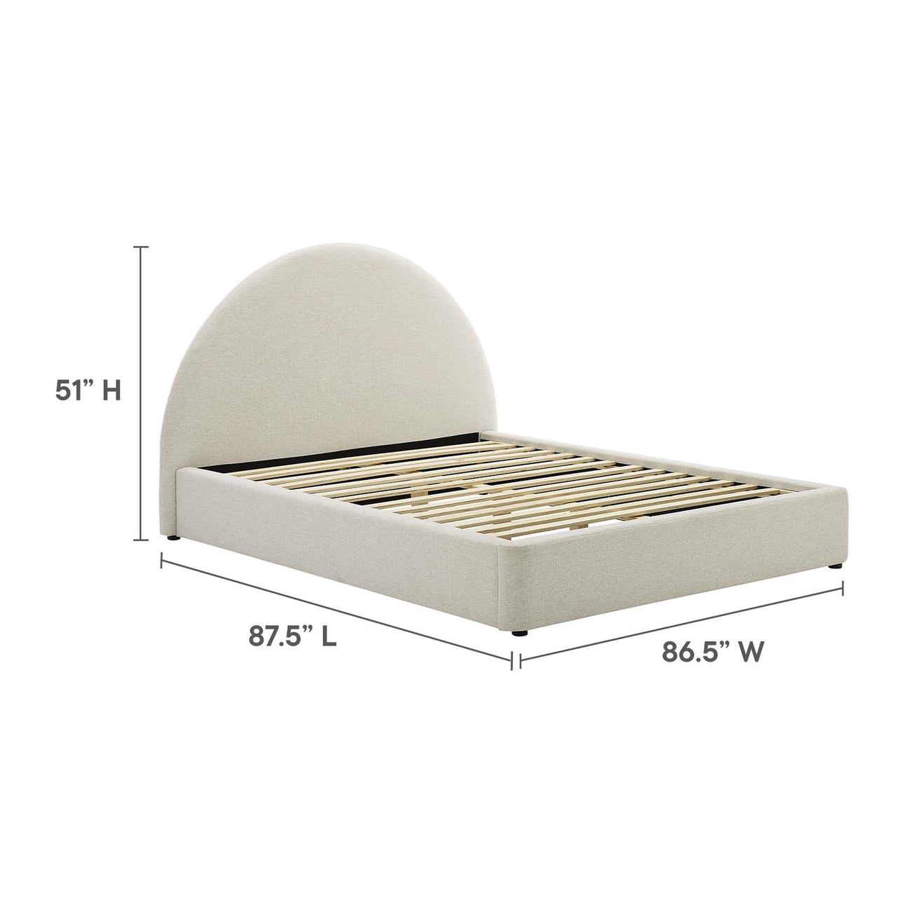 Moonrise Fabric King Platform Bed, Ivory