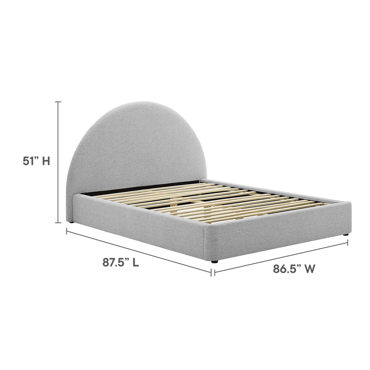 Moonrise Fabric King Platform Bed, Light Gray