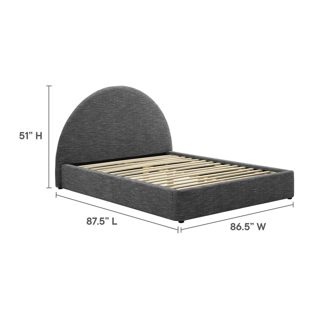 Moonrise Fabric King Platform Bed, Slate