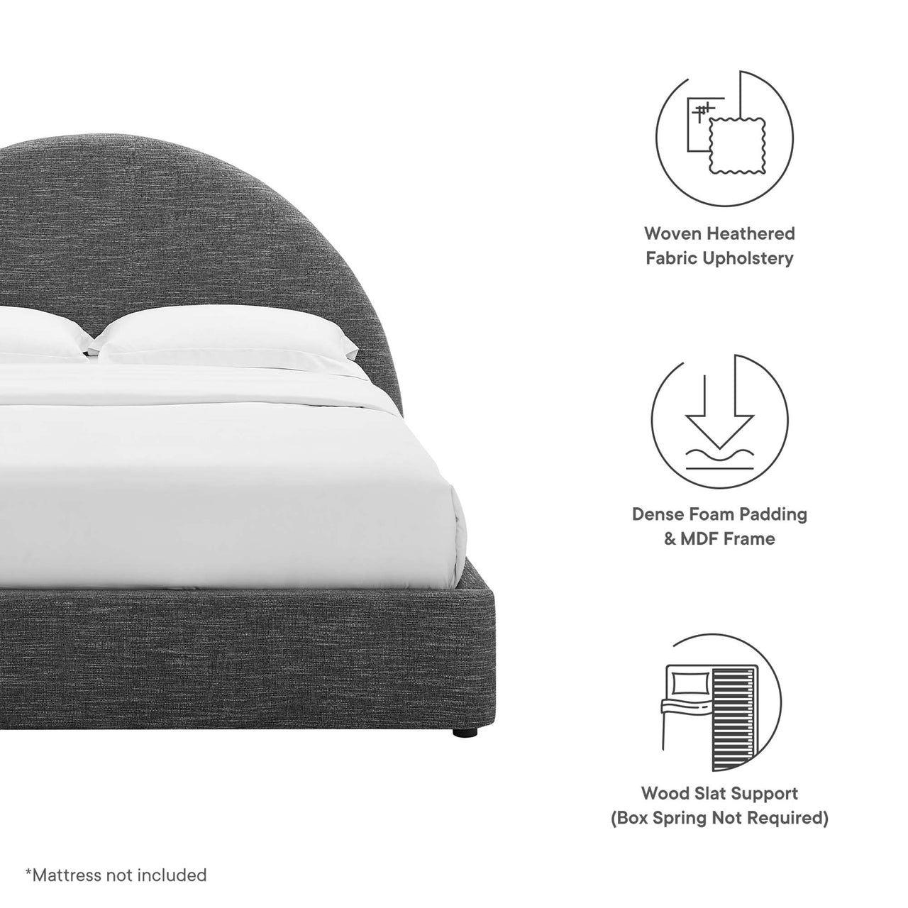 Moonrise Fabric King Platform Bed, Slate