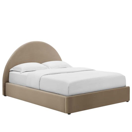 Moonrise Upholstered Velvet King Platform Bed, Taupe