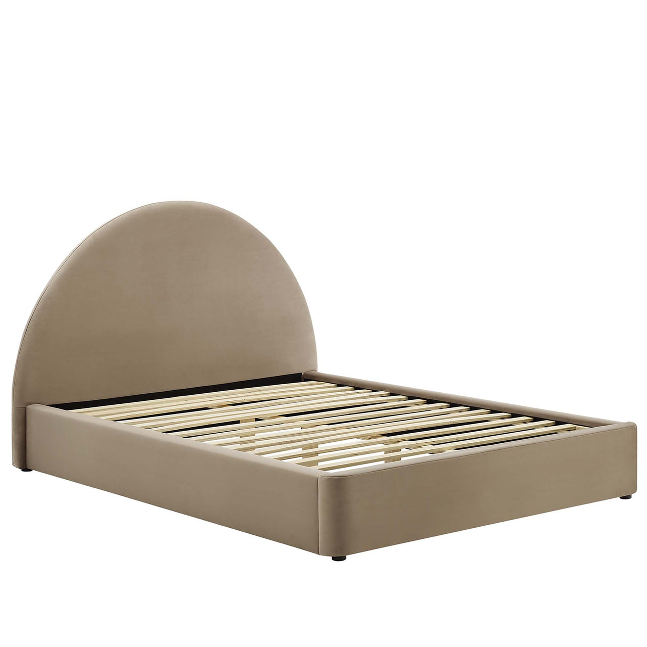 Moonrise Upholstered Velvet King Platform Bed, Taupe