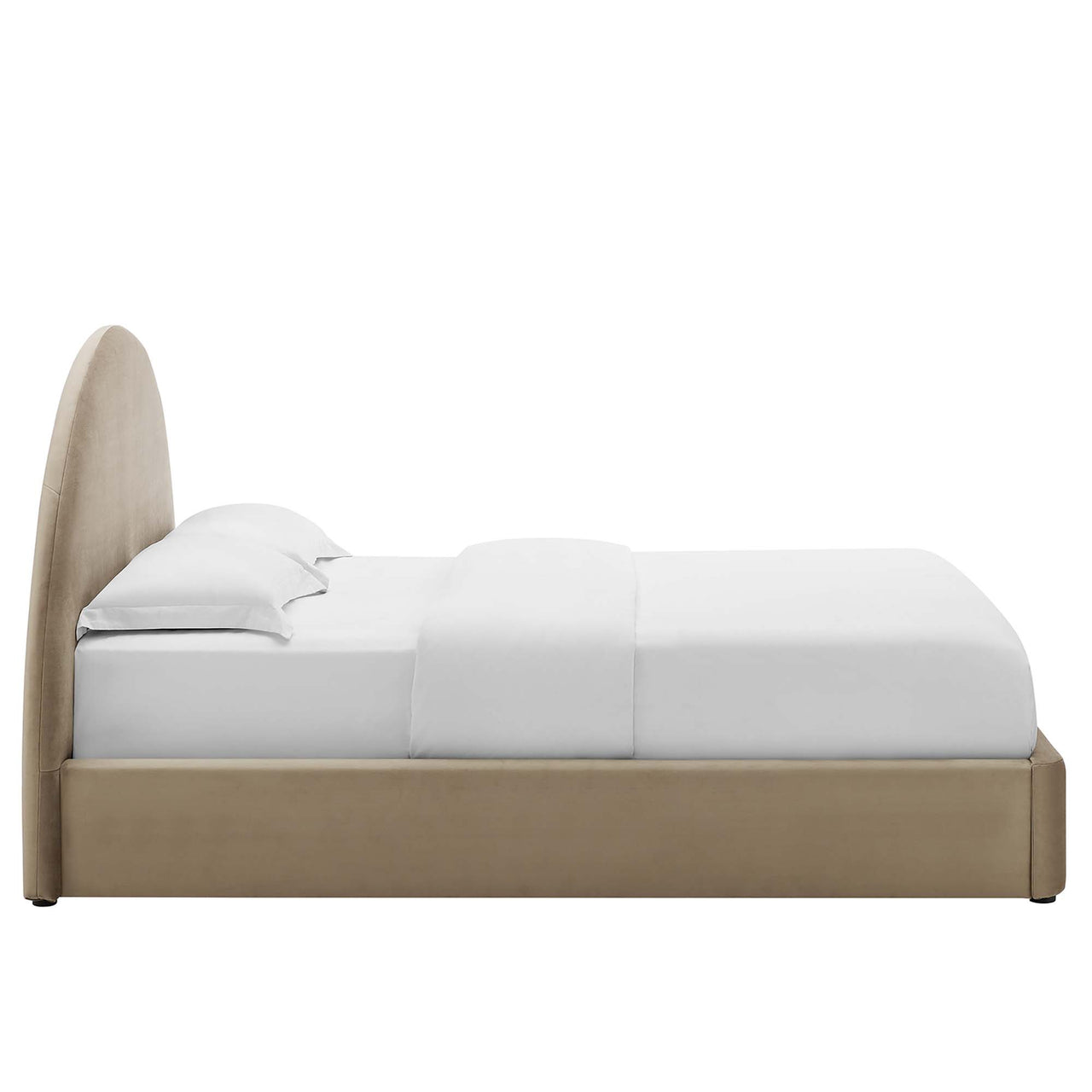 Moonrise Upholstered Velvet King Platform Bed, Taupe
