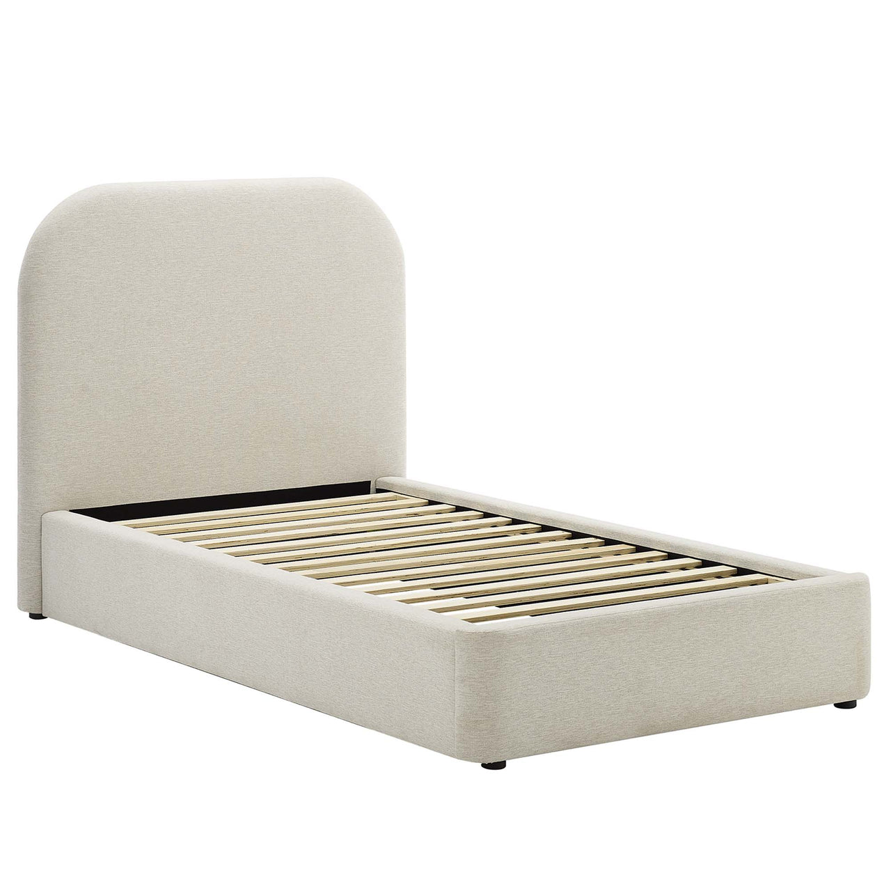 Clyra Textured Fabric Twin Platform Bed, Ivory