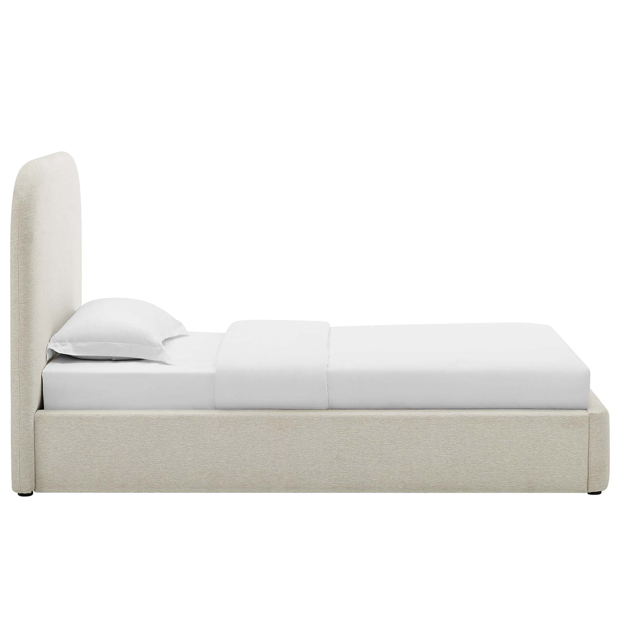 Clyra Textured Fabric Twin Platform Bed, Ivory