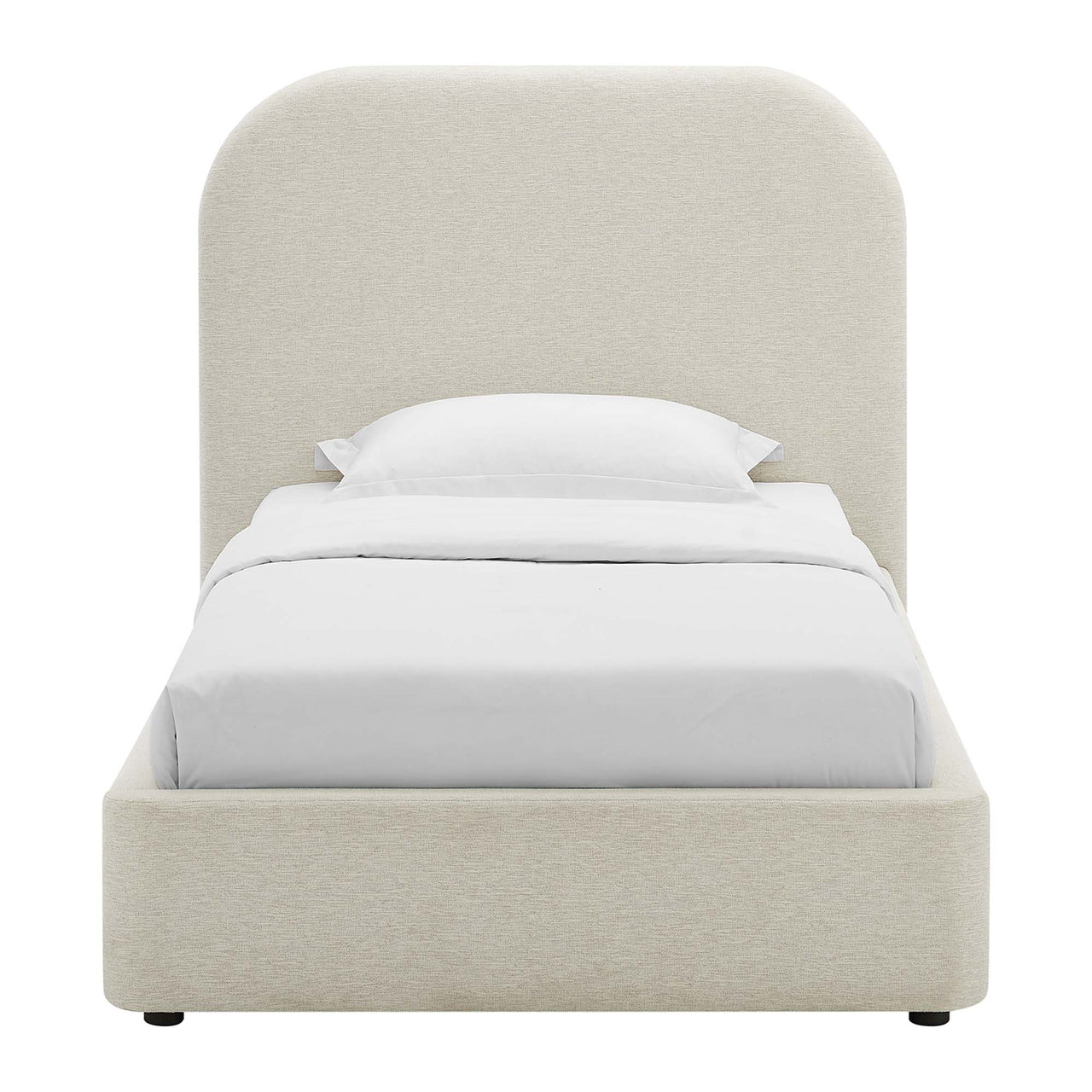 Clyra Textured Fabric Twin Platform Bed, Ivory