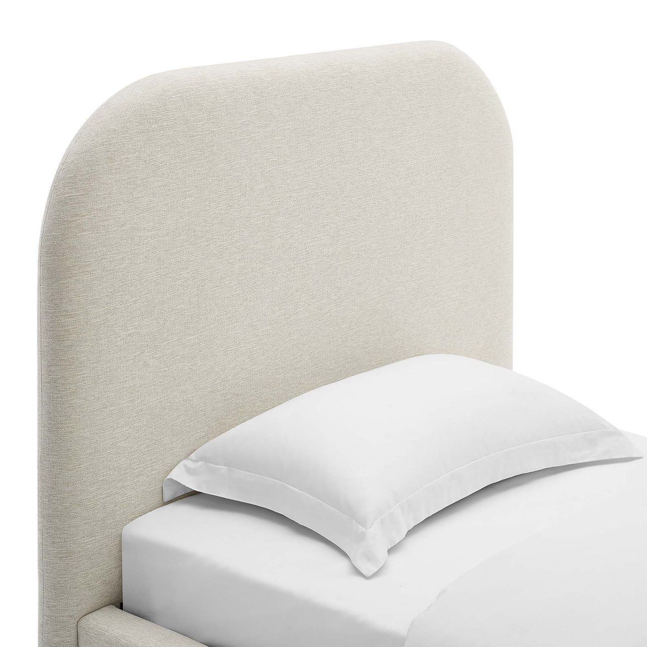 Clyra Textured Fabric Twin Platform Bed, Ivory