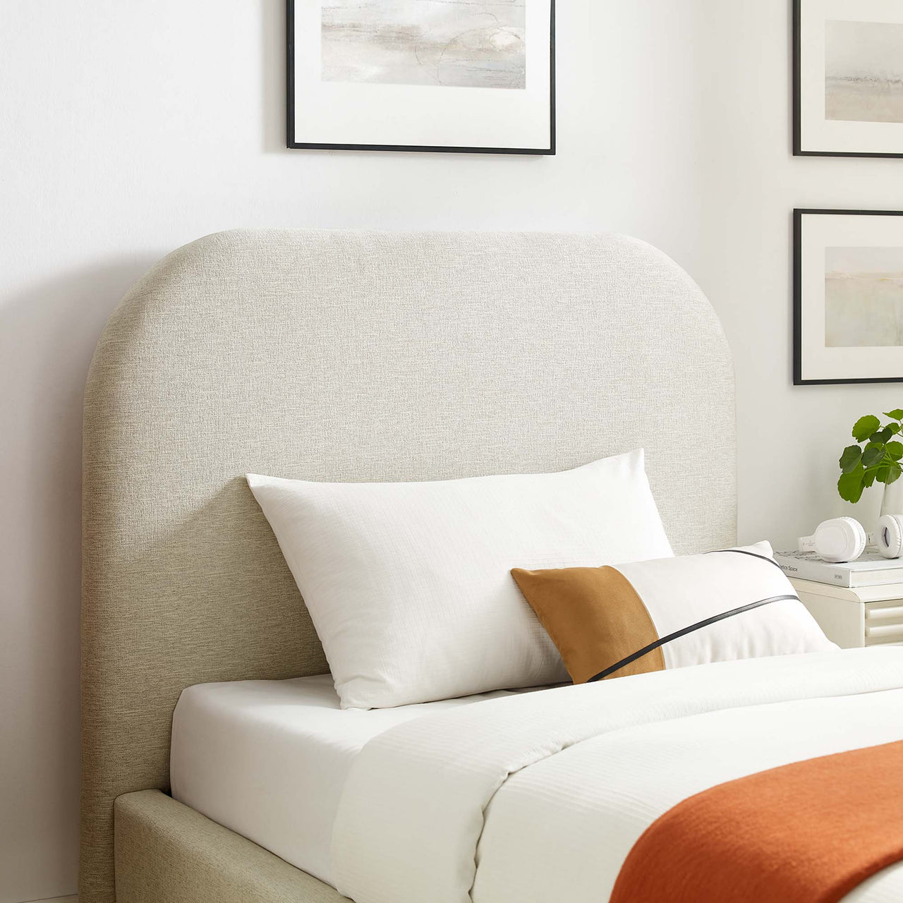 Clyra Textured Fabric Twin Platform Bed, Ivory