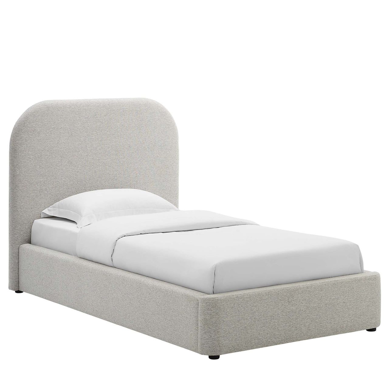 Clyra Textured Fabric Twin Platform Bed, Light Gray