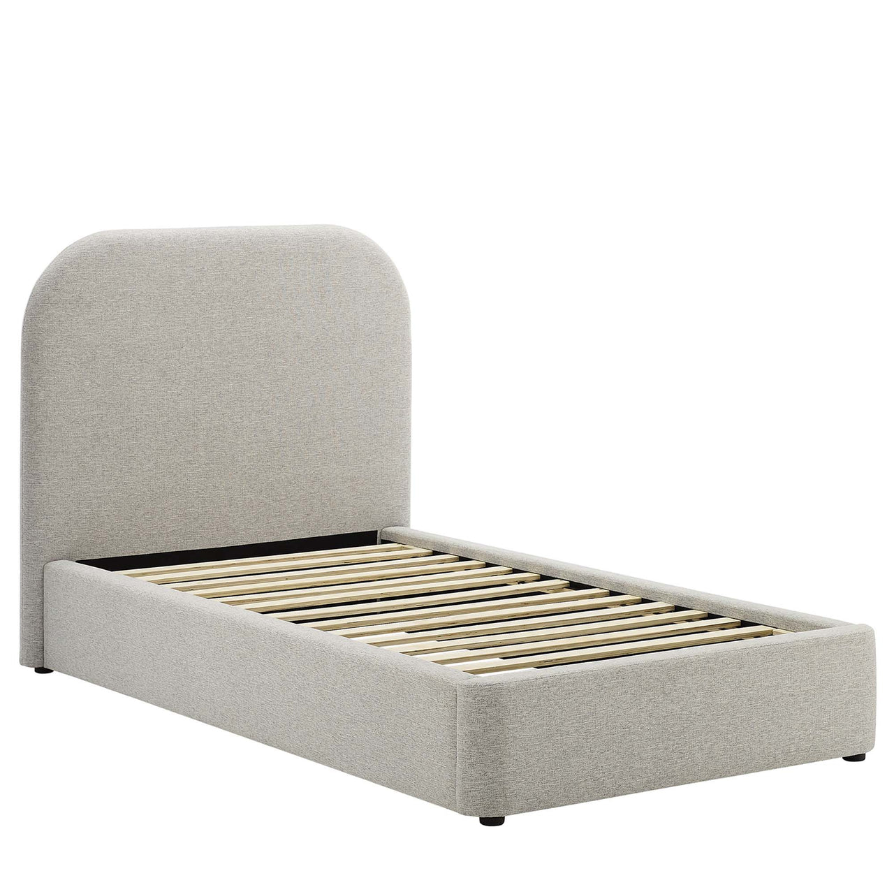Clyra Textured Fabric Twin Platform Bed, Light Gray