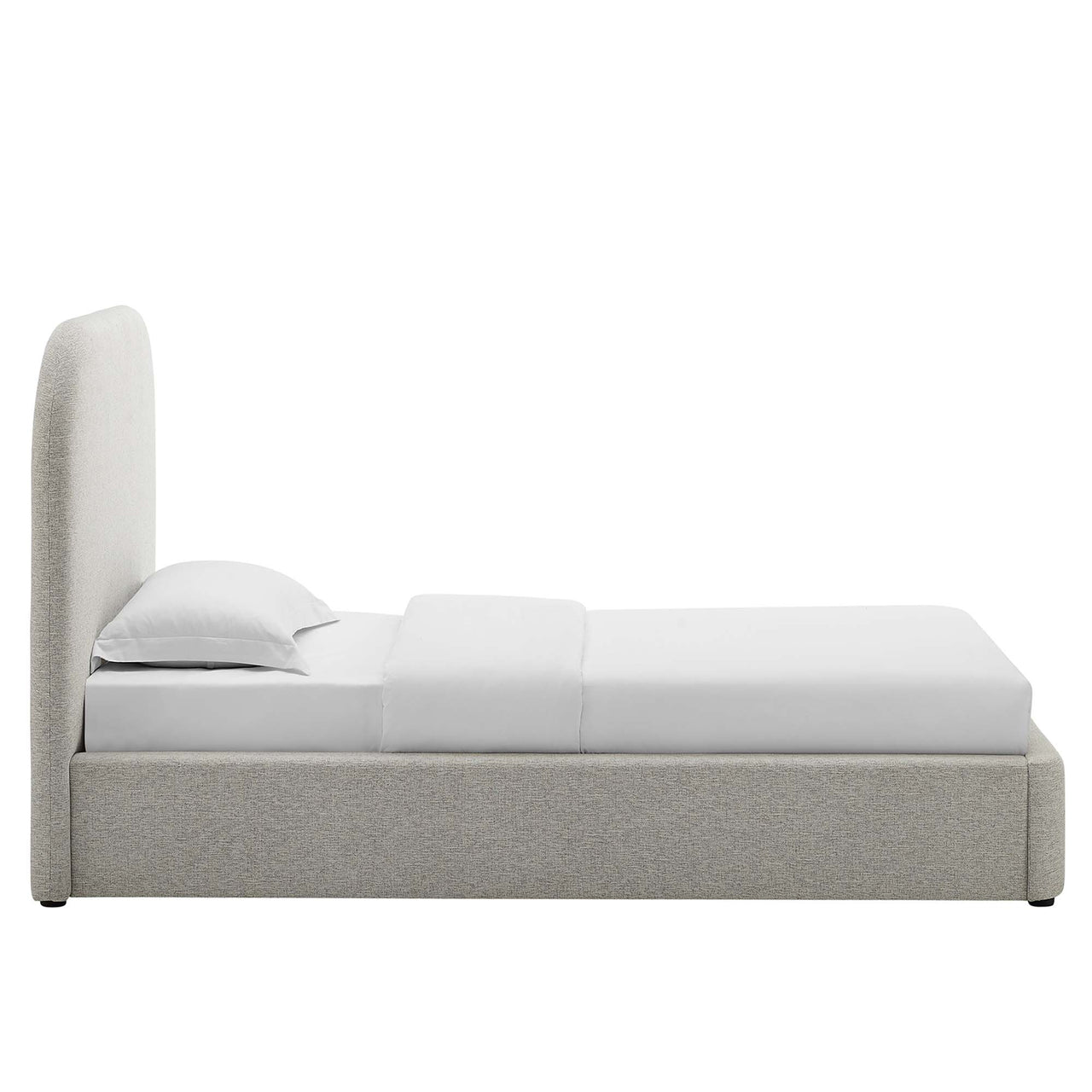 Clyra Textured Fabric Twin Platform Bed, Light Gray
