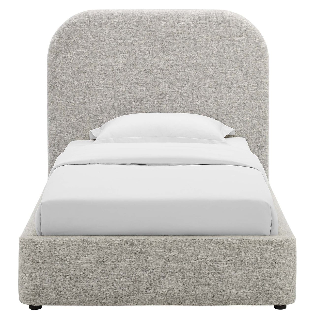 Clyra Textured Fabric Twin Platform Bed, Light Gray