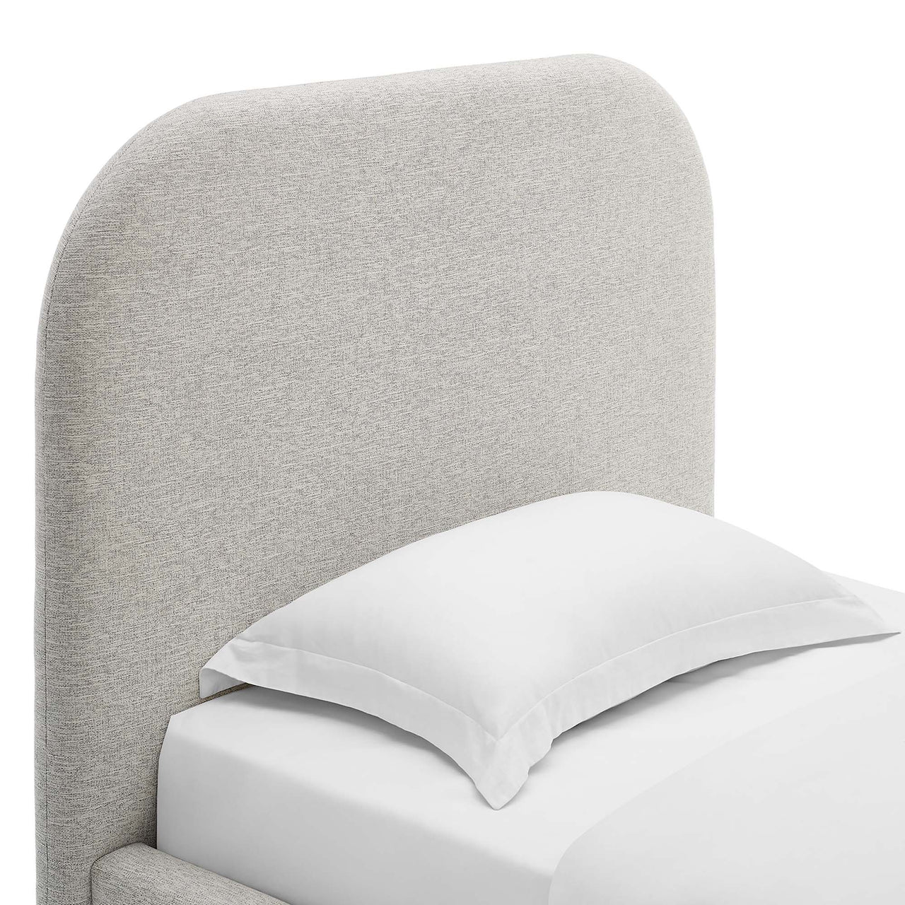 Clyra Textured Fabric Twin Platform Bed, Light Gray