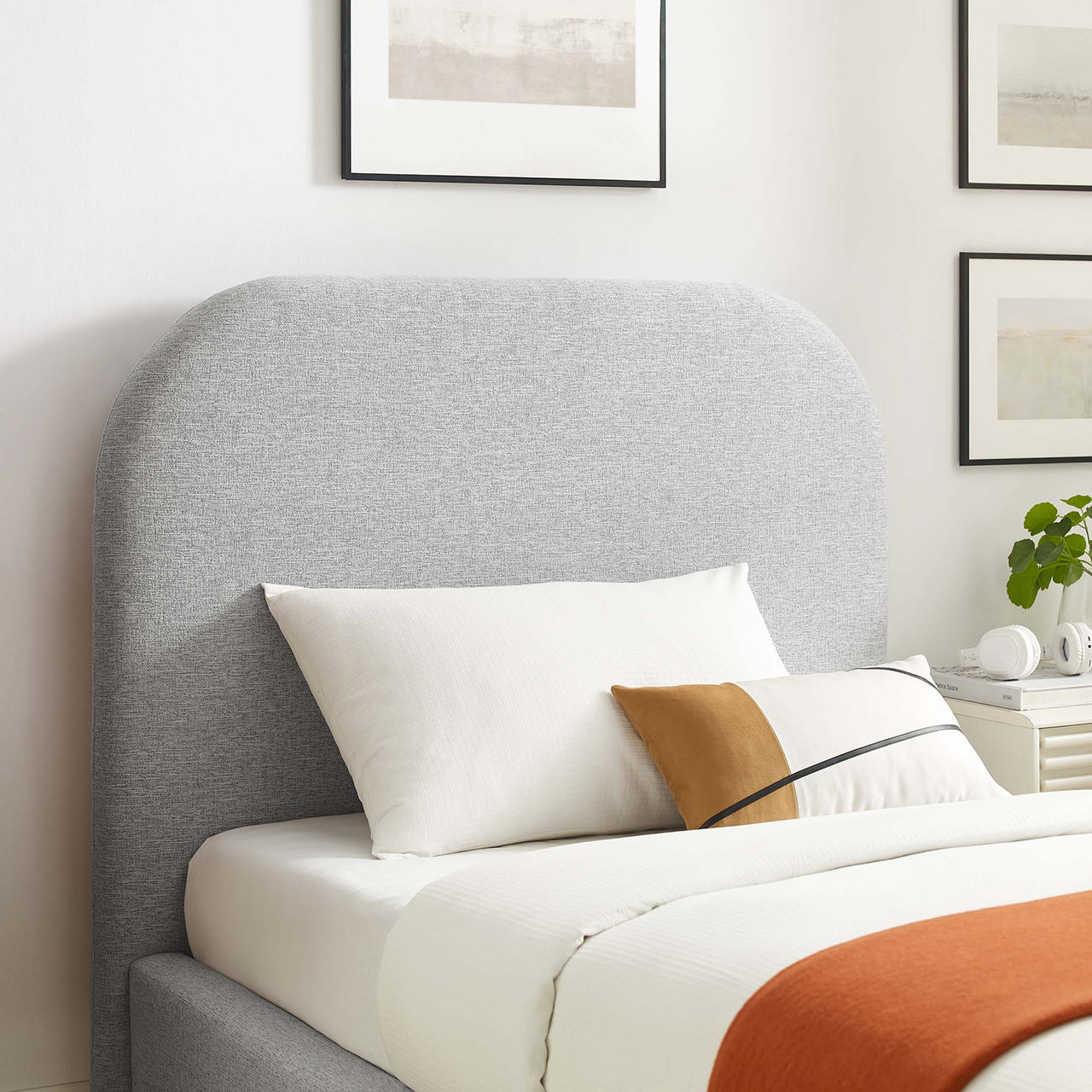 Clyra Textured Fabric Twin Platform Bed, Light Gray