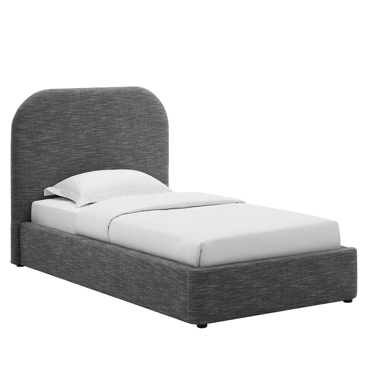 Clyra Textured Fabric Twin Platform Bed, Slate