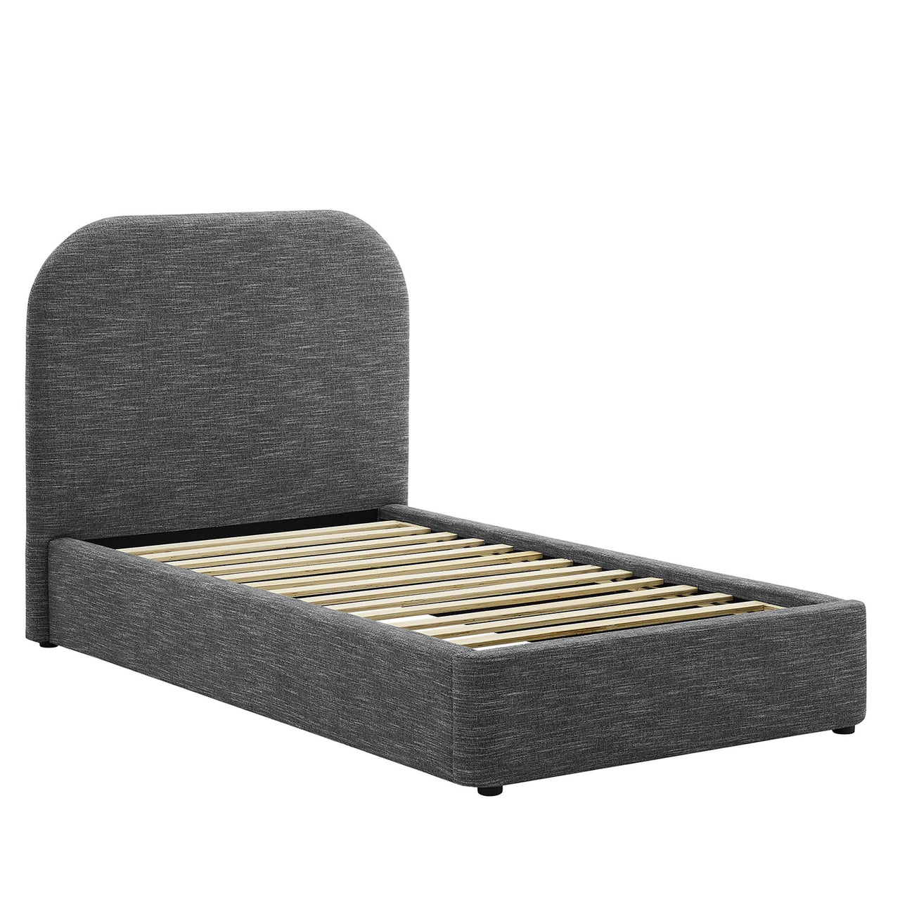 Clyra Textured Fabric Twin Platform Bed, Slate