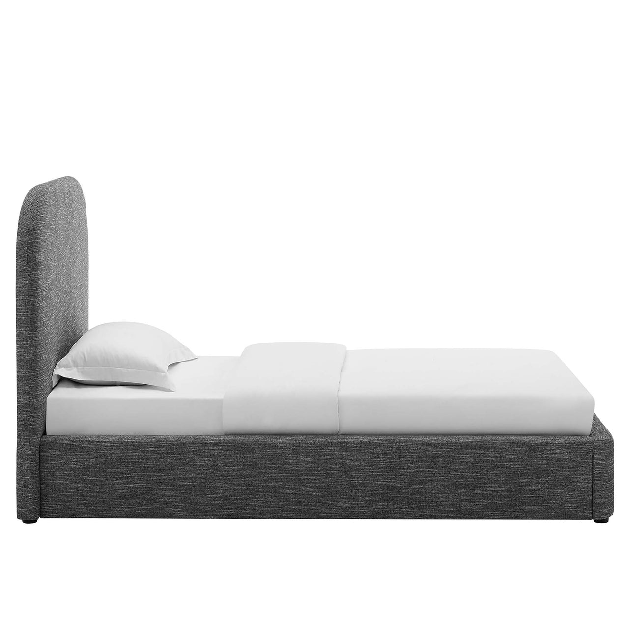 Clyra Textured Fabric Twin Platform Bed, Slate