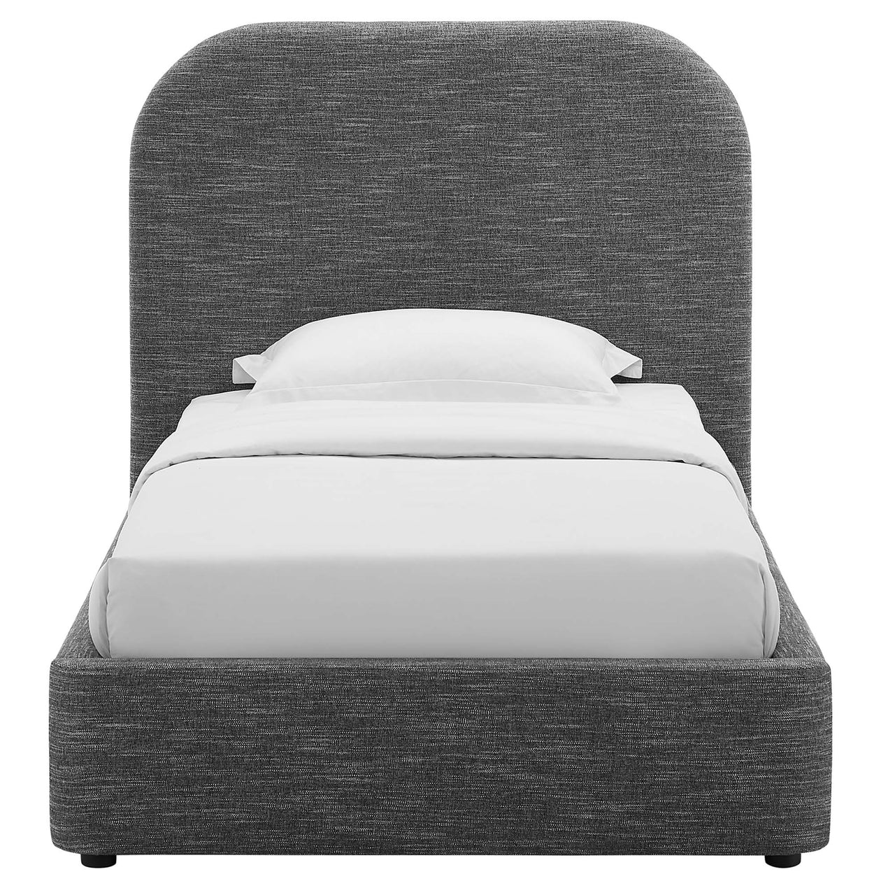 Clyra Textured Fabric Twin Platform Bed, Slate