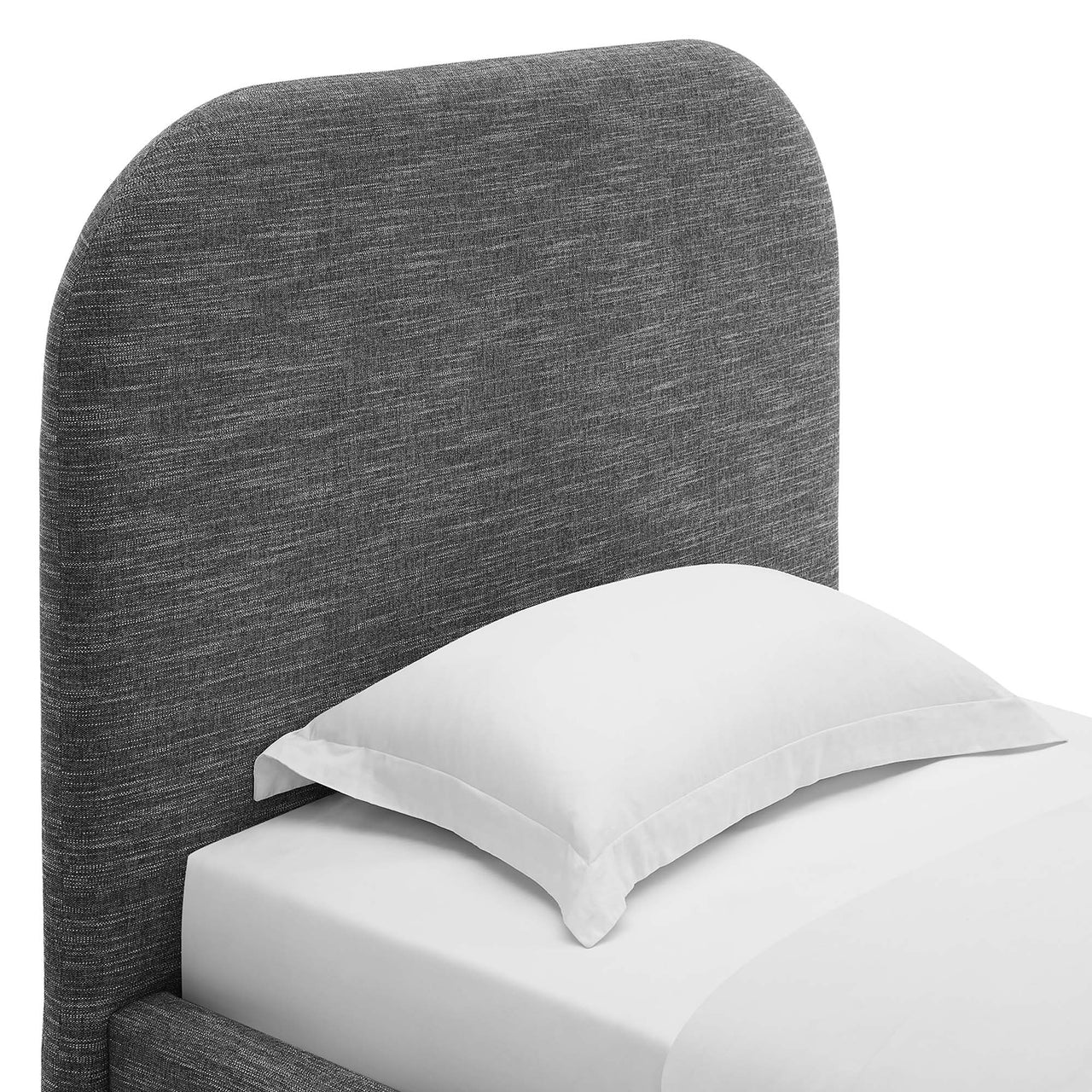 Clyra Textured Fabric Twin Platform Bed, Slate