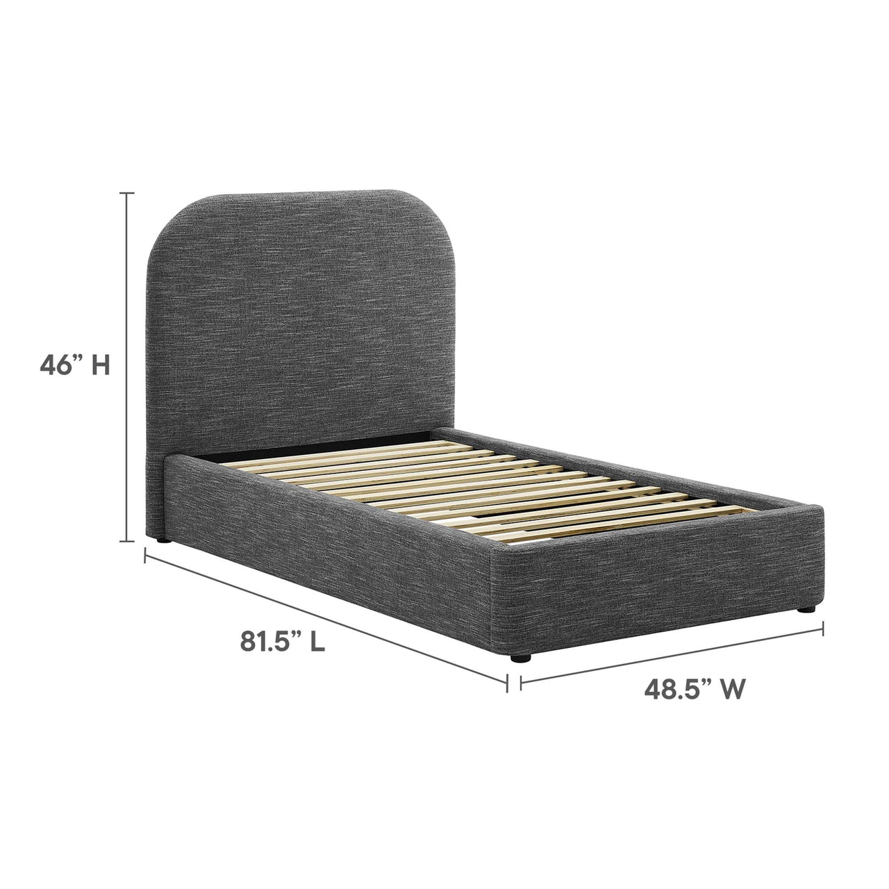 Clyra Textured Fabric Twin Platform Bed, Slate