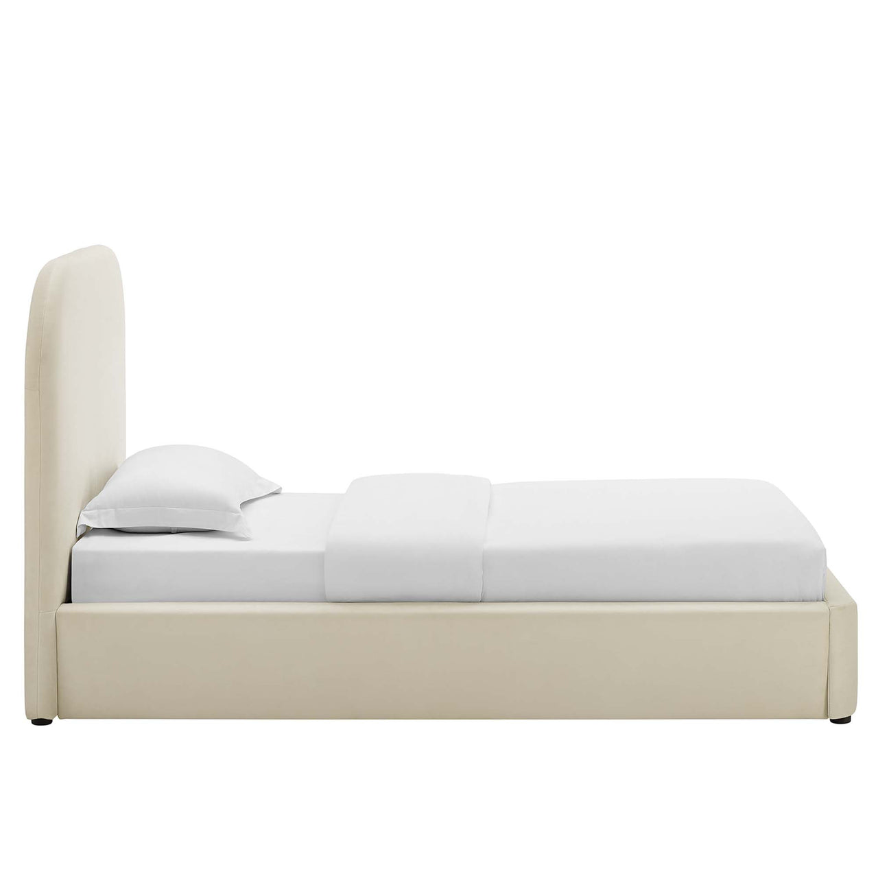 Clyra Upholstered Velvet Twin Platform Bed, Chalk
