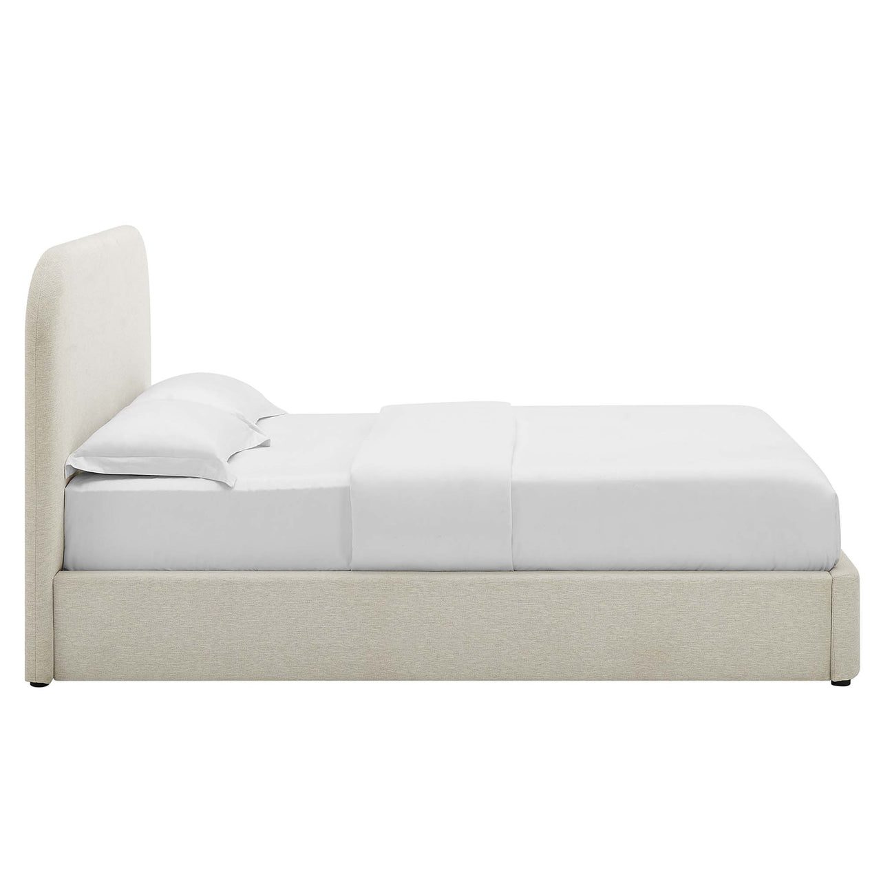 Clyra Textured Fabric Full Platform Bed, Ivory