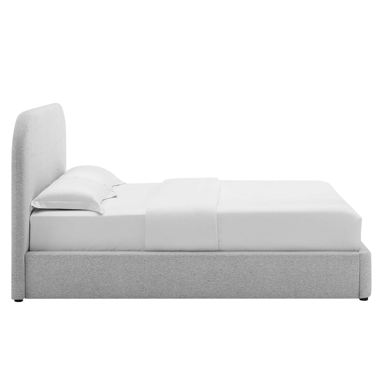 Clyra Textured Fabric Full Platform Bed, Light Gray