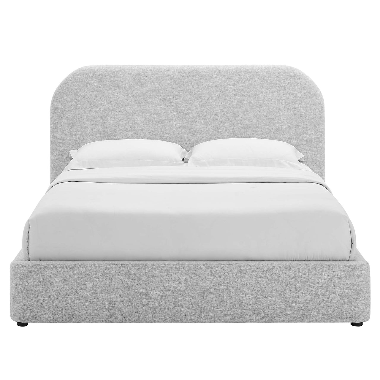 Clyra Textured Fabric Full Platform Bed, Light Gray