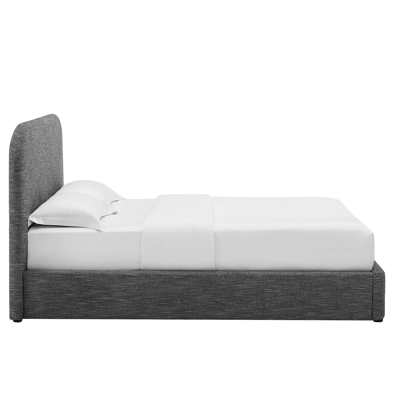 Clyra Textured Fabric Full Platform Bed, Slate
