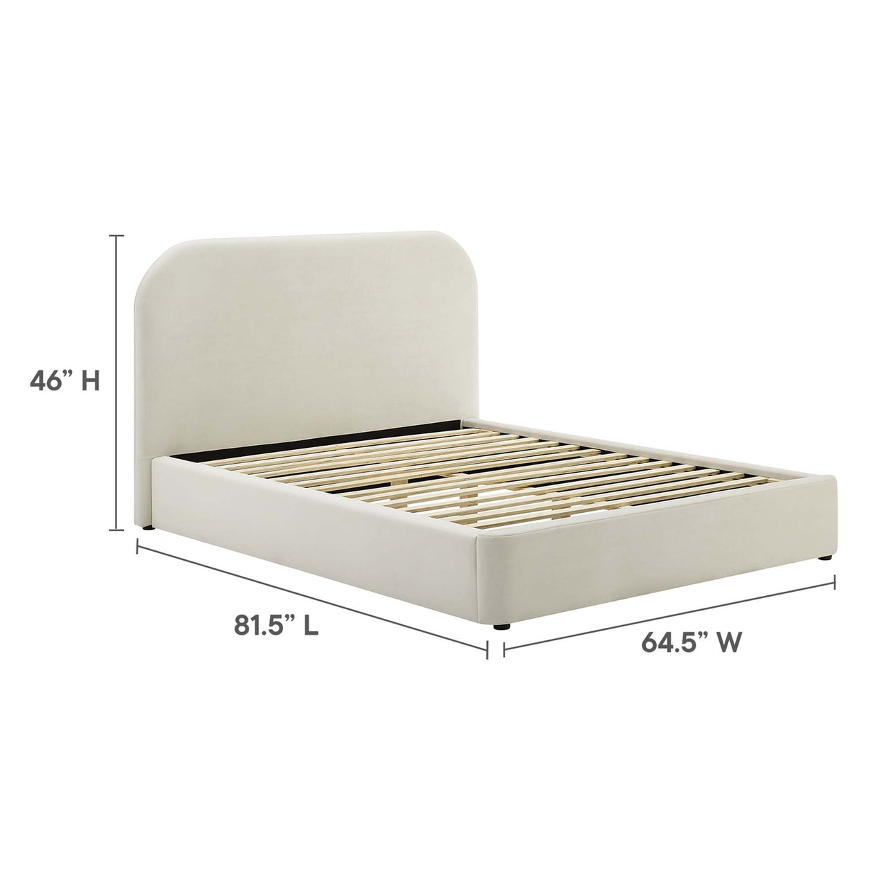 Clyra Upholstered Velvet Full Platform Bed, Chalk
