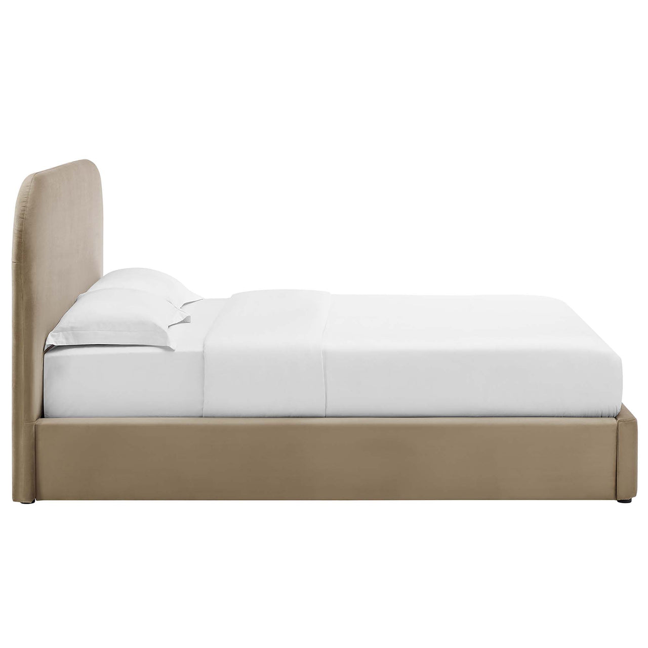Clyra Upholstered Velvet Full Platform Bed, Taupe