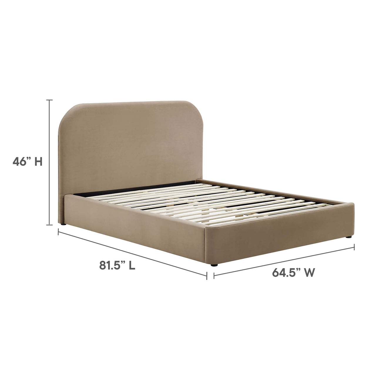 Clyra Upholstered Velvet Full Platform Bed, Taupe
