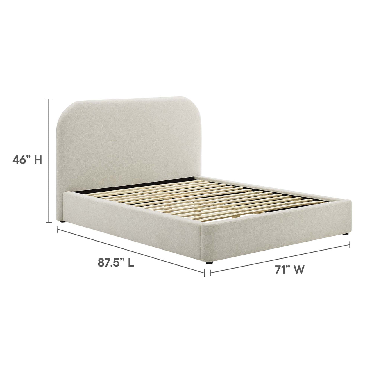 Clyra Textured Fabric Queen Platform Bed, Ivory