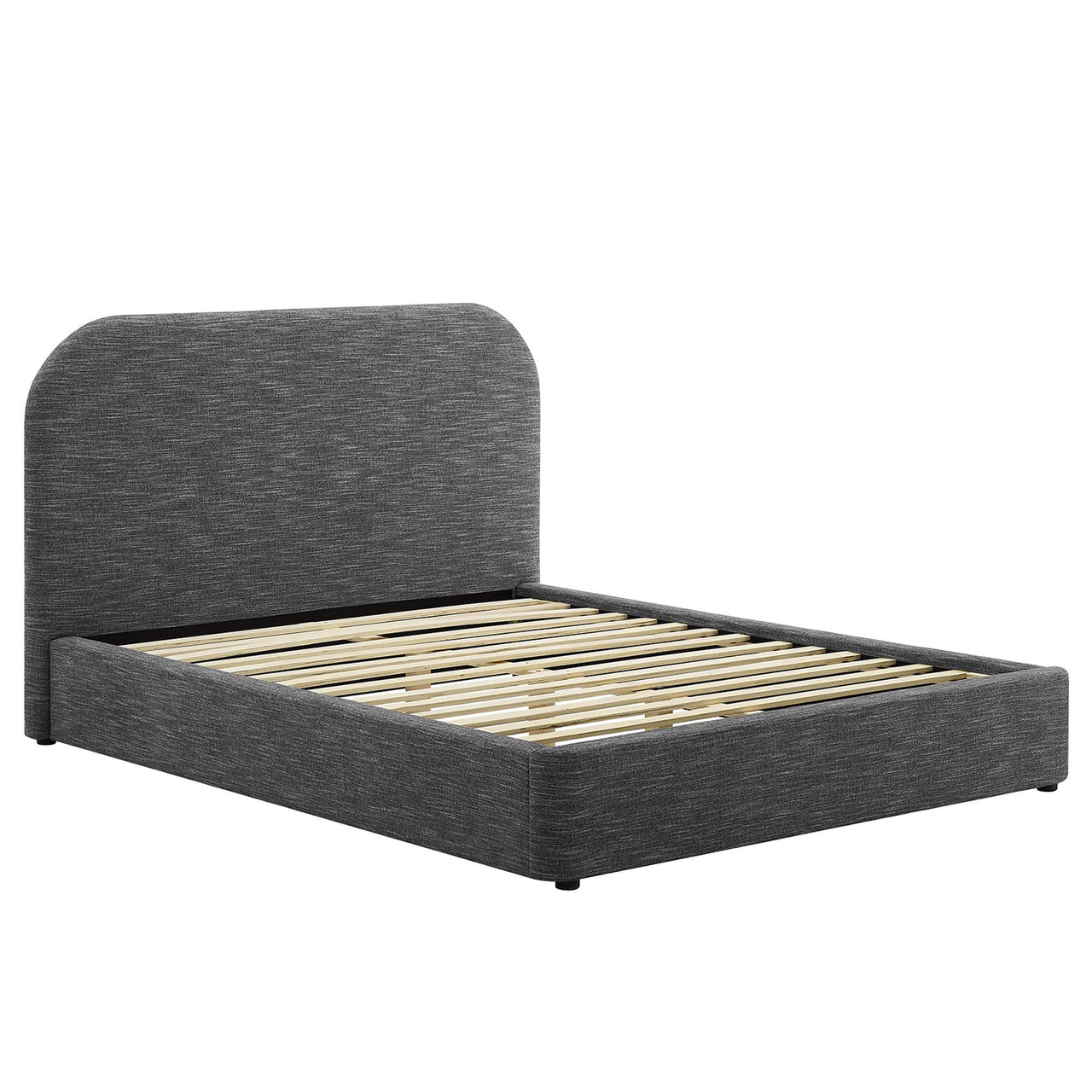 Clyra Textured Fabric Queen Platform Bed, Slate