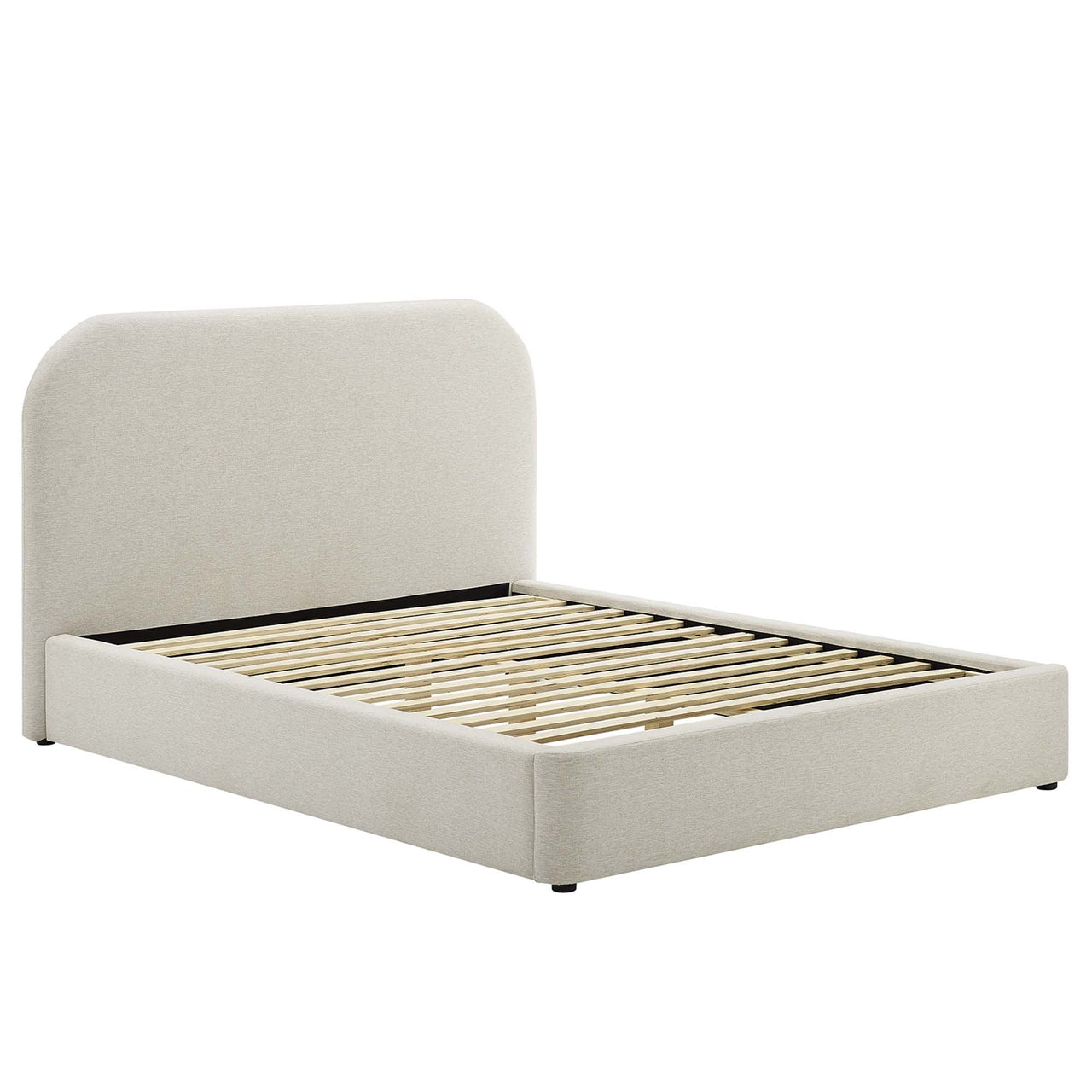 Clyra Textured Fabric King Platform Bed, Ivory