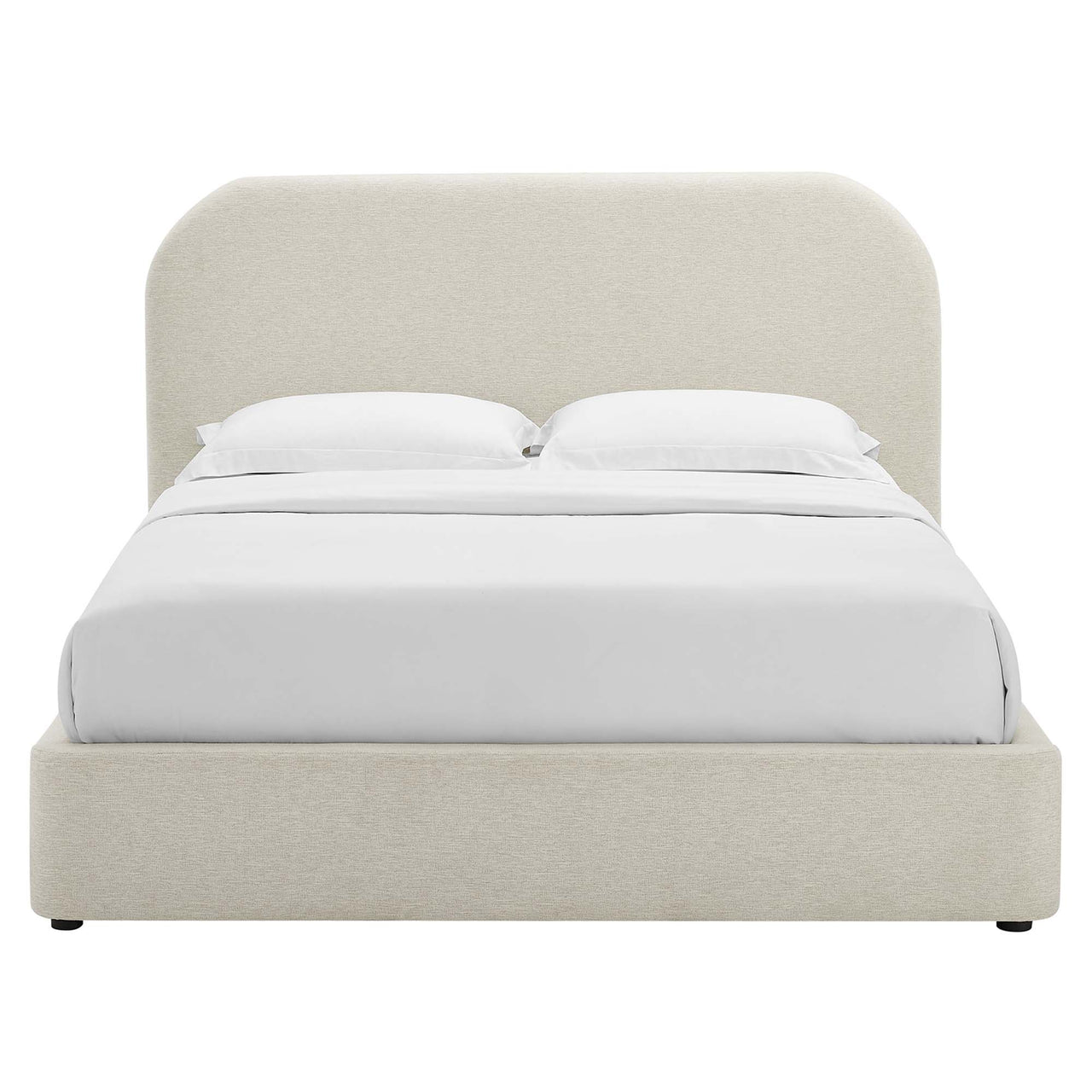 Clyra Textured Fabric King Platform Bed, Ivory