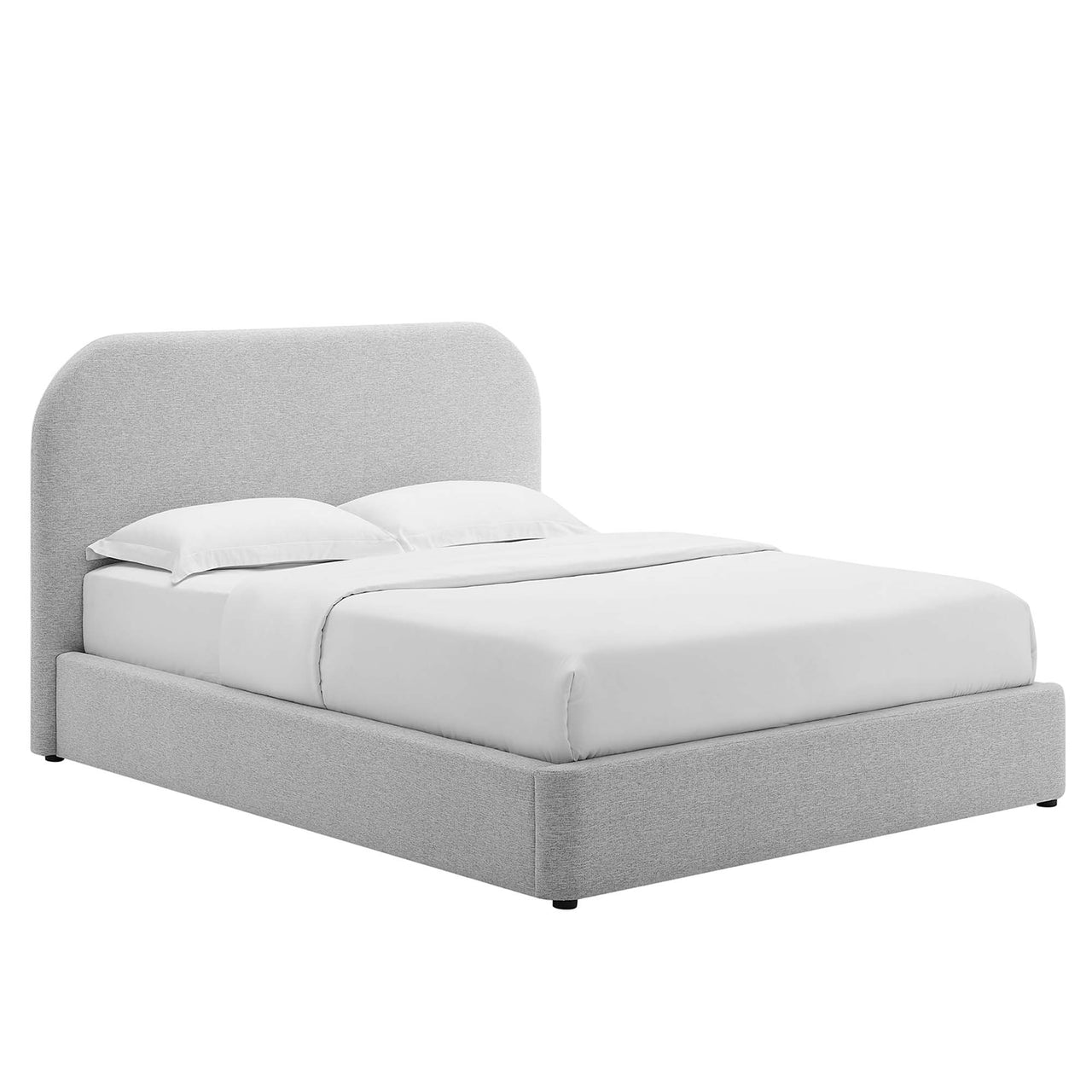 Clyra Textured Fabric King Platform Bed, Light Gray