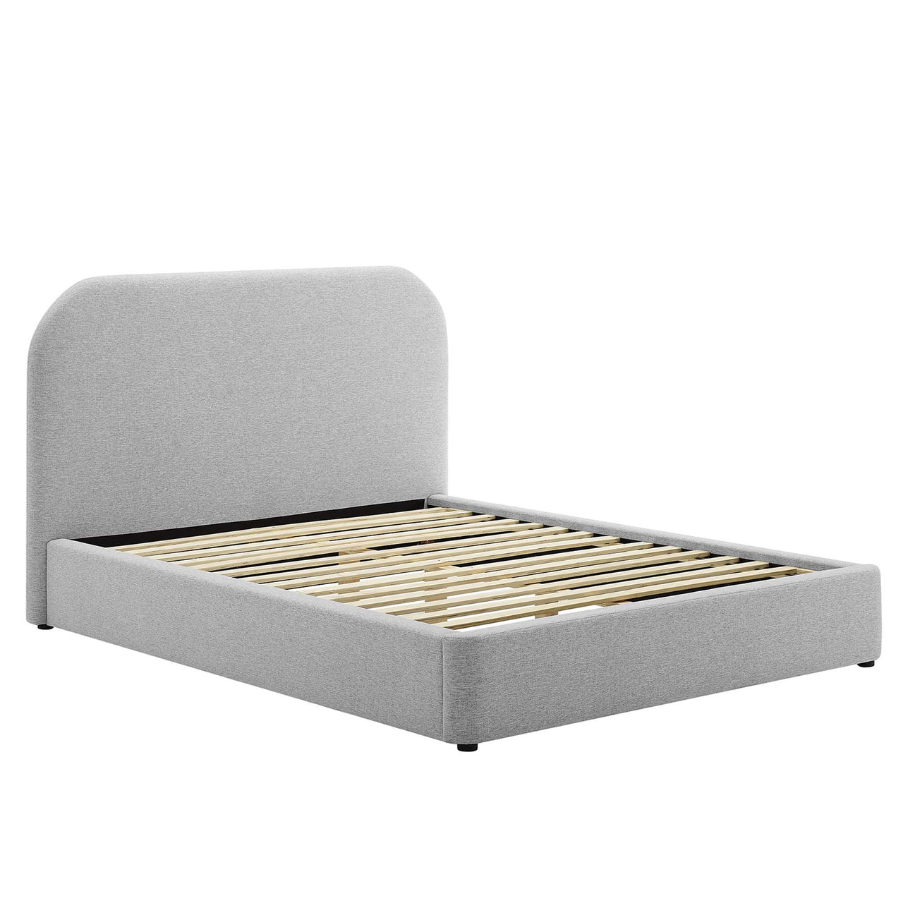 Clyra Textured Fabric King Platform Bed, Light Gray