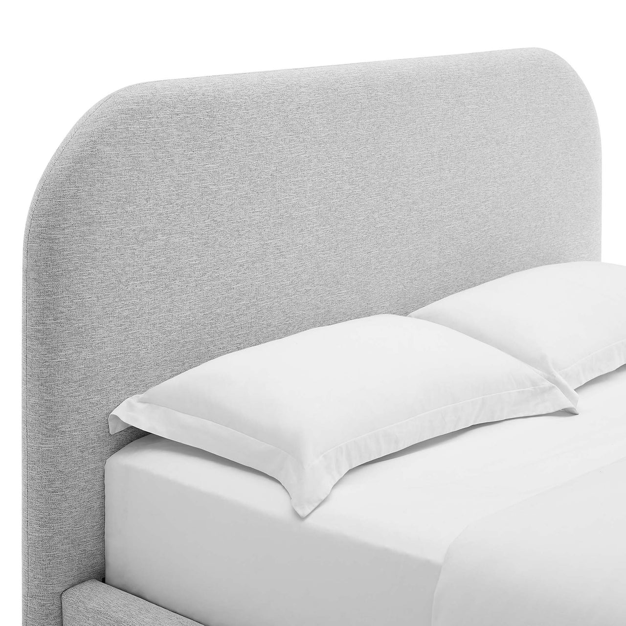 Clyra Textured Fabric King Platform Bed, Light Gray