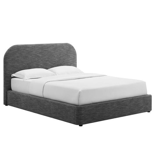Clyra Textured Fabric King Platform Bed, Slate
