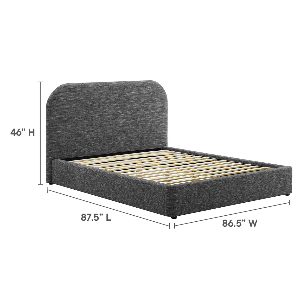 Clyra Textured Fabric King Platform Bed, Slate