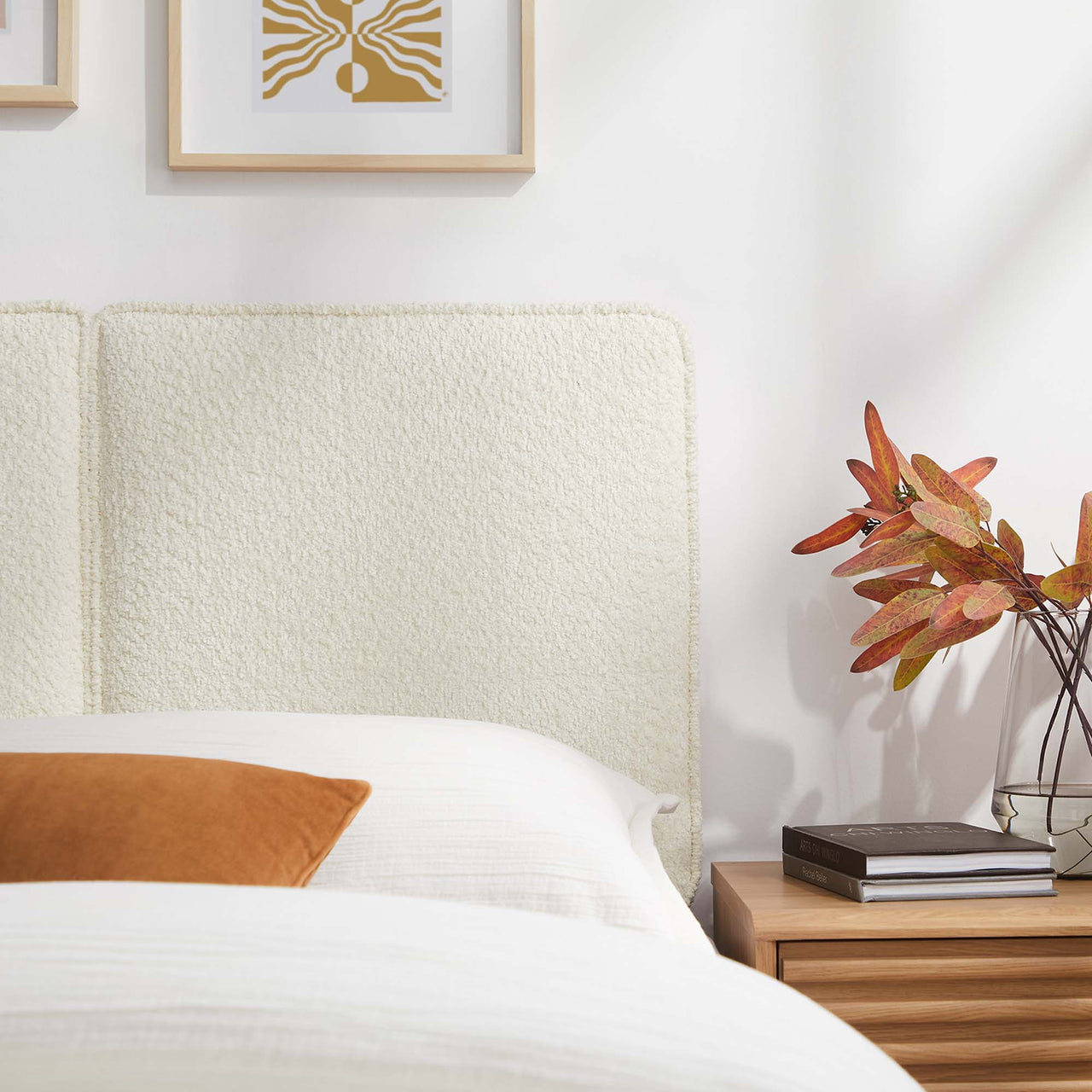Division Textured Twin Headboard, Cream