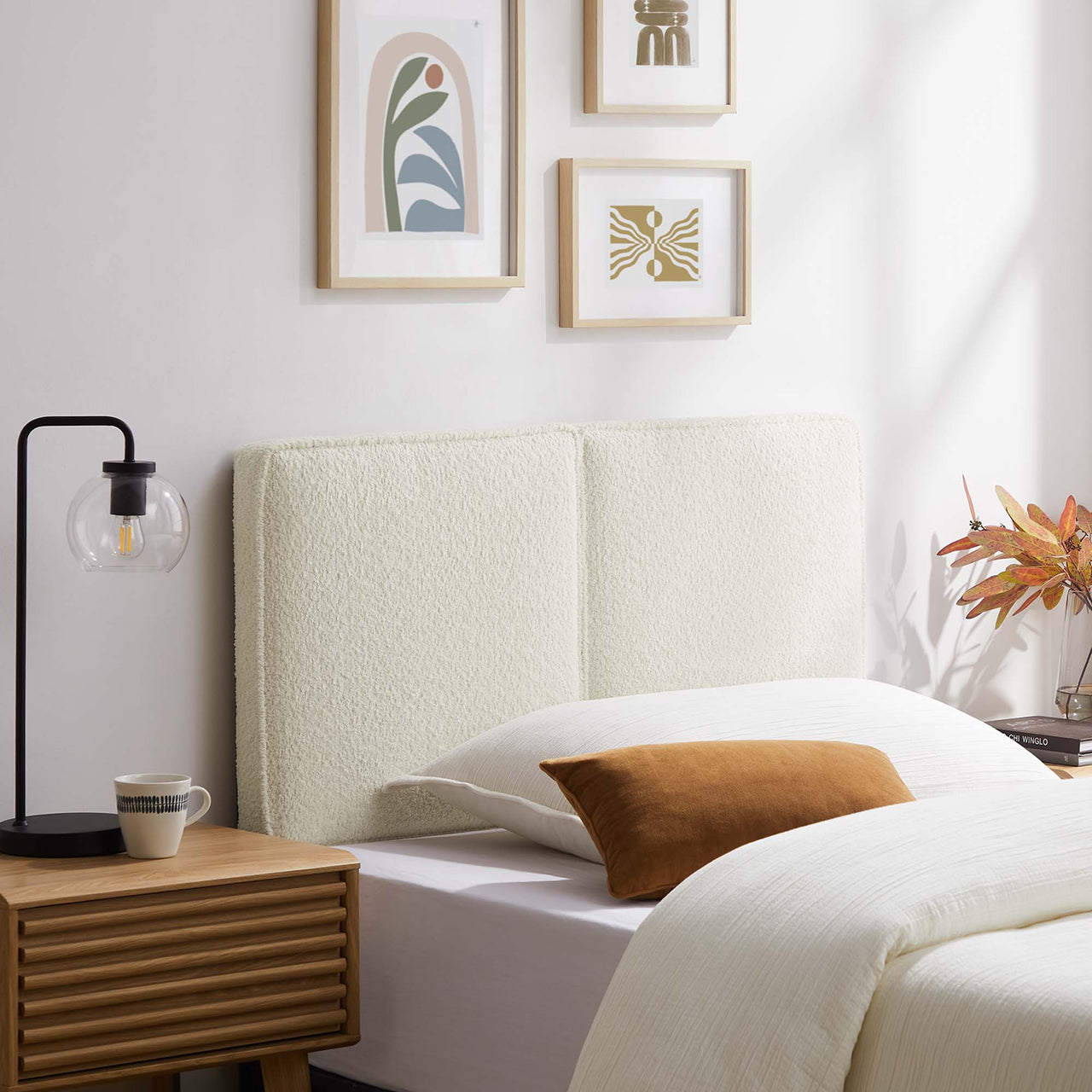 Division Textured Twin Headboard, Cream