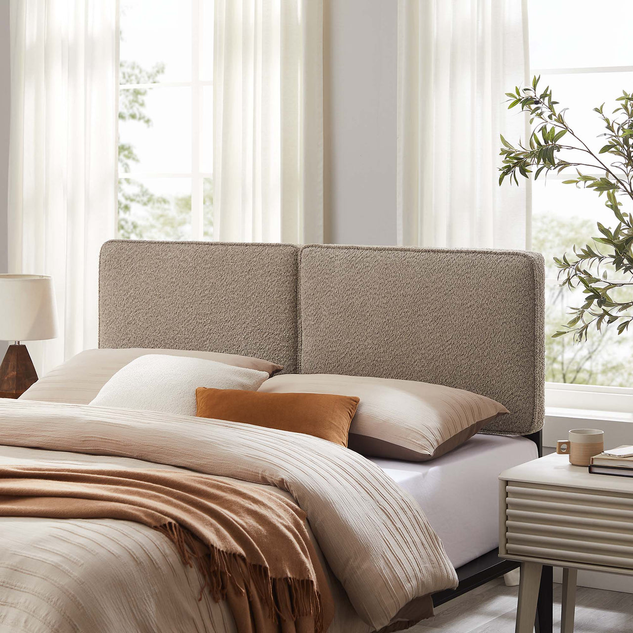 Division Textured King Headboard, Oatmeal