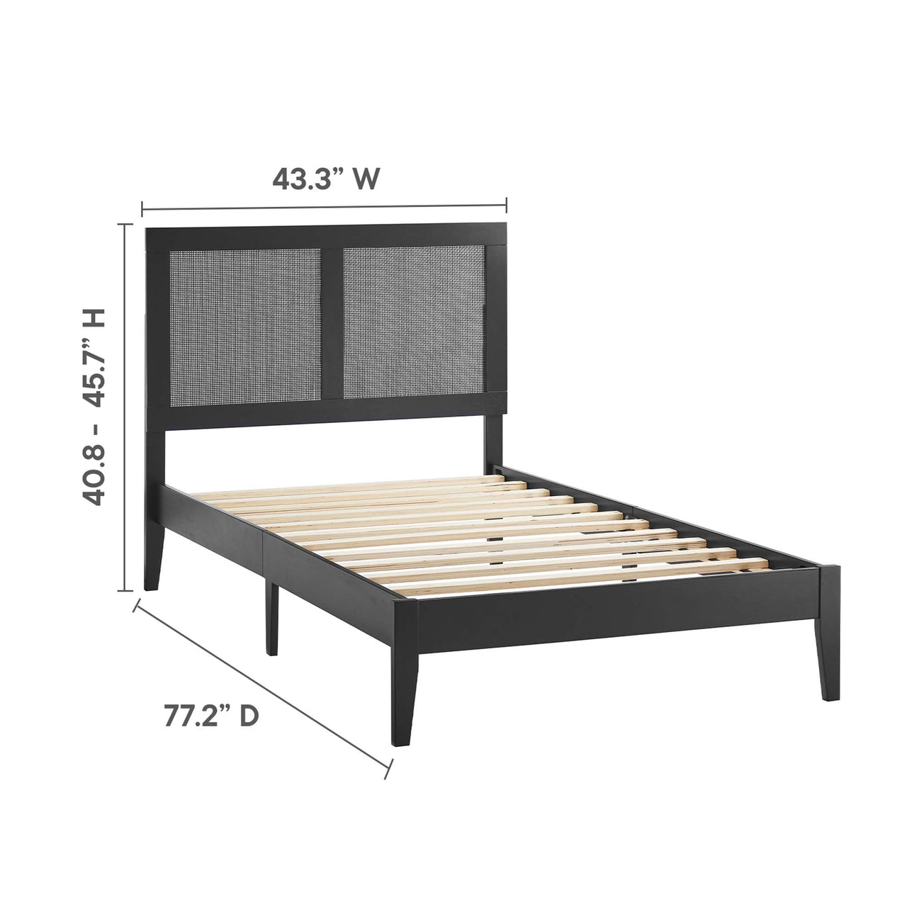 Netun Twin Platform Bed, Black