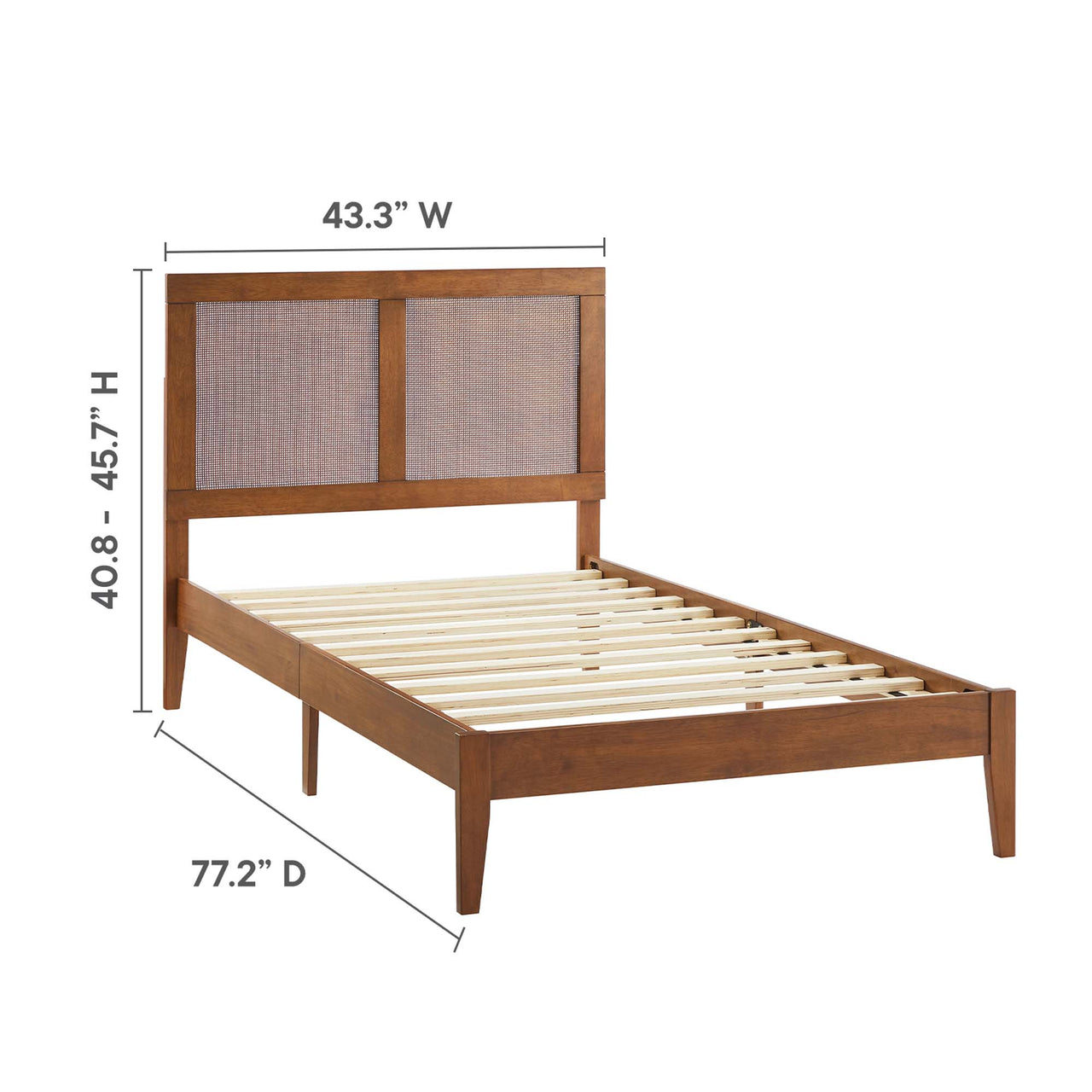 Netun Twin Platform Bed, Walnut
