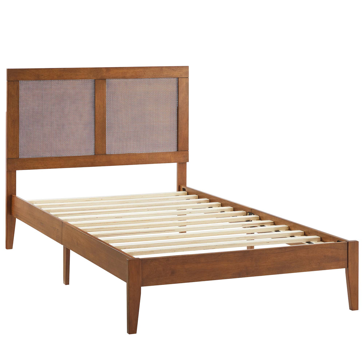 Netun Twin Platform Bed, Walnut